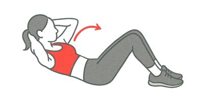 お腹を鍛えるクランチを行う女性（初心者向け筋トレ）